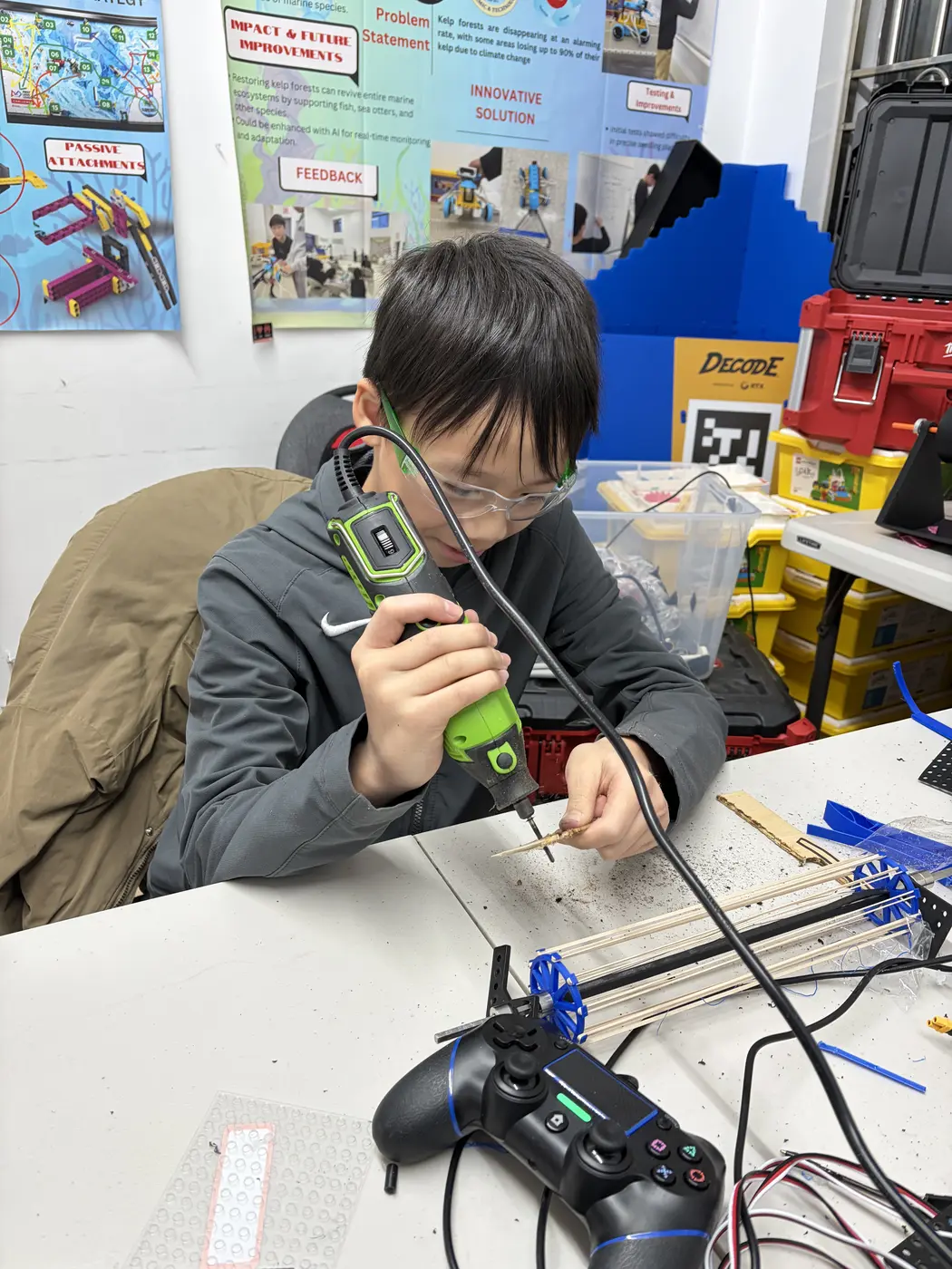 Working on electronics next to a gamepad